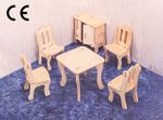 Montessori Ahşap Zeka Oyunları / w-3D Puzzle-Dining Room