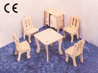 Montessori Ahşap Zeka Oyunları / w-3D Puzzle-Dining Room