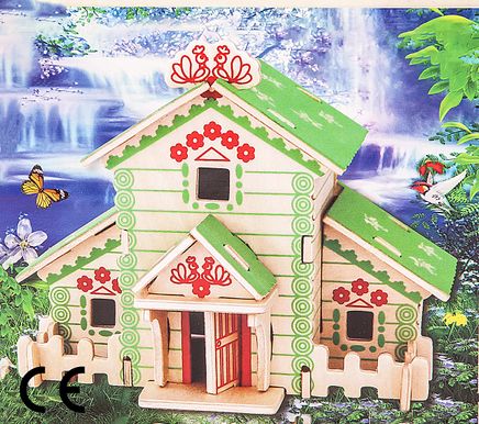 Montessori Ahşap Zeka Oyunları / w-3D Puzzle- Forest House