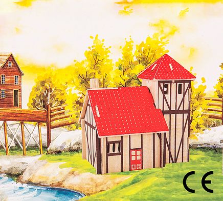 Montessori Ahşap Zeka Oyunları / w-3D Puzzle- Farm House