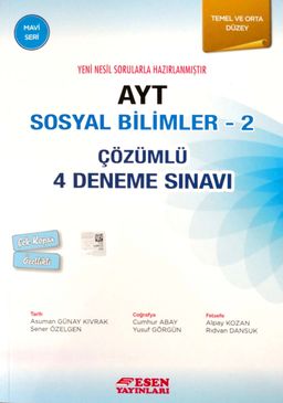 AYT Sosyal Bilimler 2 Çözümlü 4 Deneme Sınavı Temel ve Orta Düzey