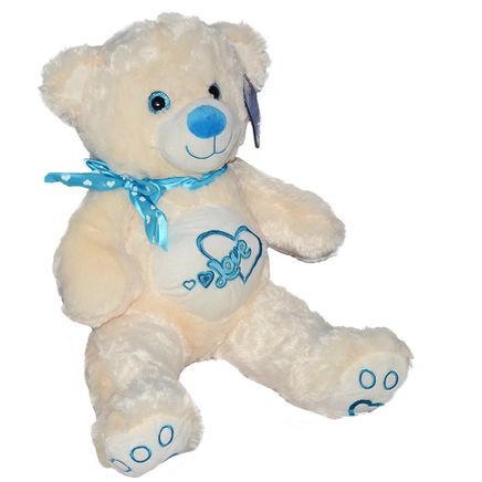 Peluş Göbekli Ayı Mavi Kurdaleli 60cm  (783385)