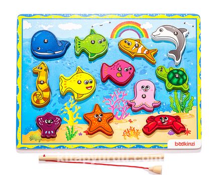 Montessori Ahşap Zeka Oyunları / w-Magnetic Fishing 5