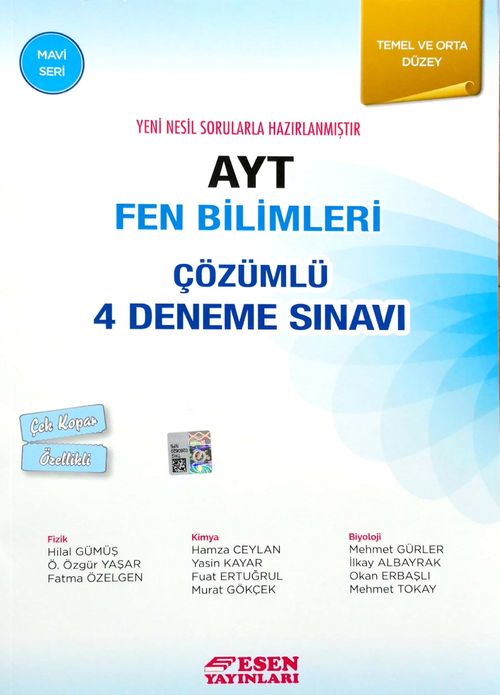 AYT Fen Bilimleri Çözümlü 4 Deneme Sınavı Temel ve Orta Düzey