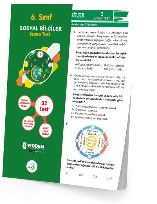6. Sınıf Sosyal Bilgiler Nano Test (Yaprak Test) 