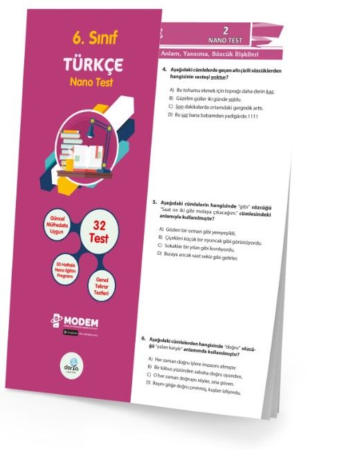 6. Sınıf Türkçe Nano Test (Yaprak Test) 