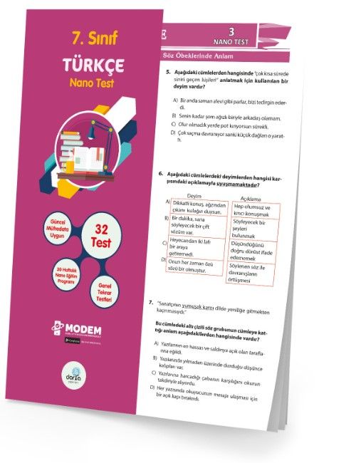 7. Sınıf Türkçe Nano Test (Yaprak Test) 
