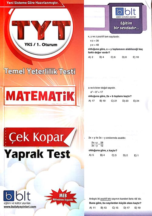 TYT Matematik Çek Kopar Yaprak Test 