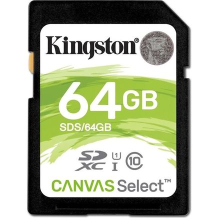 Kingston 64Gb Sdxc Canvas Select 80R Cl10 Uhs-I Card Sds/64Gb
