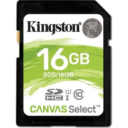 Kingston 16Gb Sdhc Canvas Select 80R Cl10 Uhs-I Card Sds/16Gb