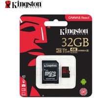 Kingston 32Gb Microsdxc Canvas React 100R/70W U3 Uhs-I V30 A1 Card + Sd Adaptör Sdcr/32Gb