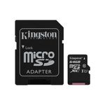 Kingston 64Gb Microsdxc Canvas Select 80R Cl10 Uhs-I Card + Sd Adapter Sdcs/64Gb