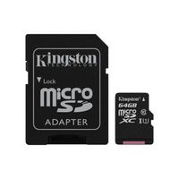 Kingston 64Gb Microsdxc Canvas Select 80R Cl10 Uhs-I Card + Sd Adapter Sdcs/64Gb