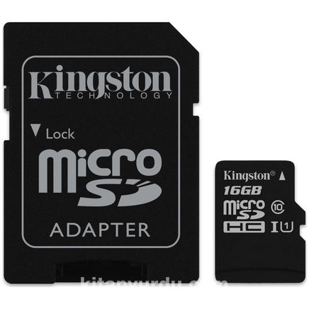 Kingston 16Gb Mıcrosdhc Canvas Select 80R Cl10 Uhs-I Card + Sd Adapter  Sdcs/16Gb