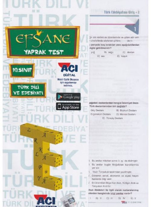 10. Sınıf Türk Dili ve Edebiyatı Çek Kopar Yaprak Test