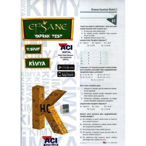 11. Sınıf Kimya Çek Kopart Yaprak Test