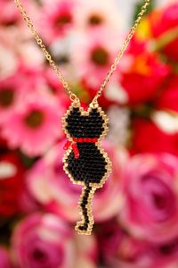 Miyuki Kedi Kolye Siyah (Miyuki 306)