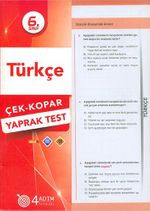6. Sınıf Türkçe Çek Kopar Yaprak Test