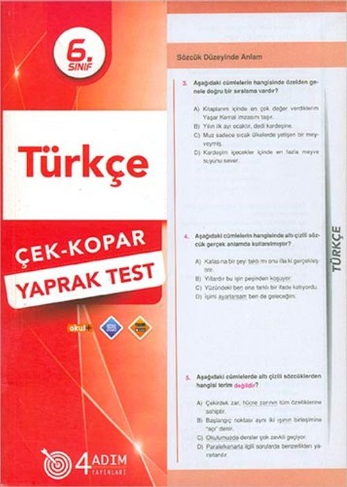 6. Sınıf Türkçe Çek Kopar Yaprak Test
