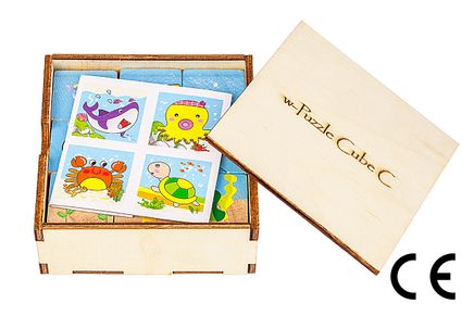Montessori Ahşap Zeka Oyunları w-Puzzle Cube C Hayvanları Tanıyalım 1