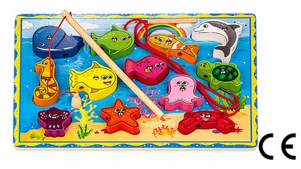 Montessori Ahşap Zeka Oyunları / w-Magnetic Fishing 4 (İpe dizmeli)