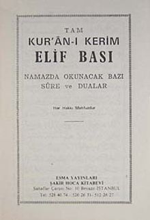 Tam Kur'an-ı Kerim Elif Bası & Namazda Okunacak Bazı Sure ve Dualar