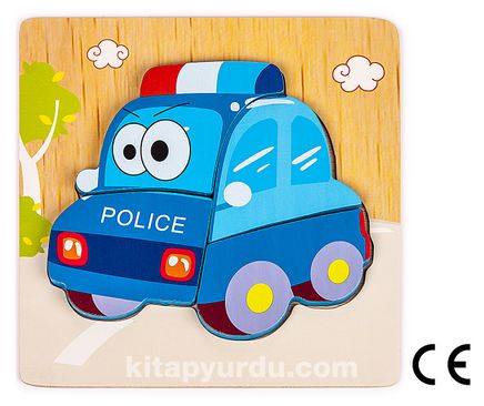 Montessori Ahşap Zeka Oyunları / w-Basic Parts POLICE CAR