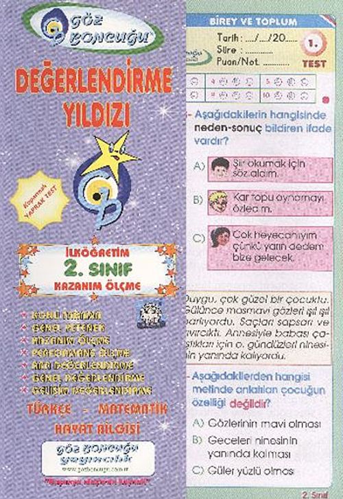 2. Sınıf Değerlendirme Yıldız Yaprak Test