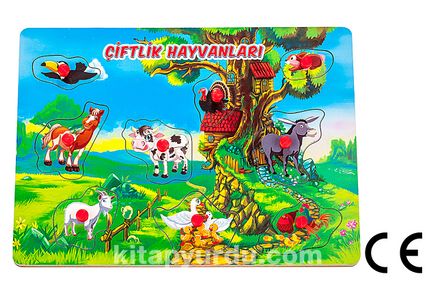 Montessori Ahşap Zeka Oyunları / w-Pin Puzzle - Farm Animals