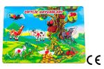 Montessori Ahşap Zeka Oyunları / w-Pin Puzzle - Farm Animals