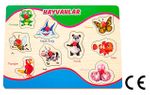 Montessori Ahşap Zeka Oyunları / w-Pin Puzzle - Animals
