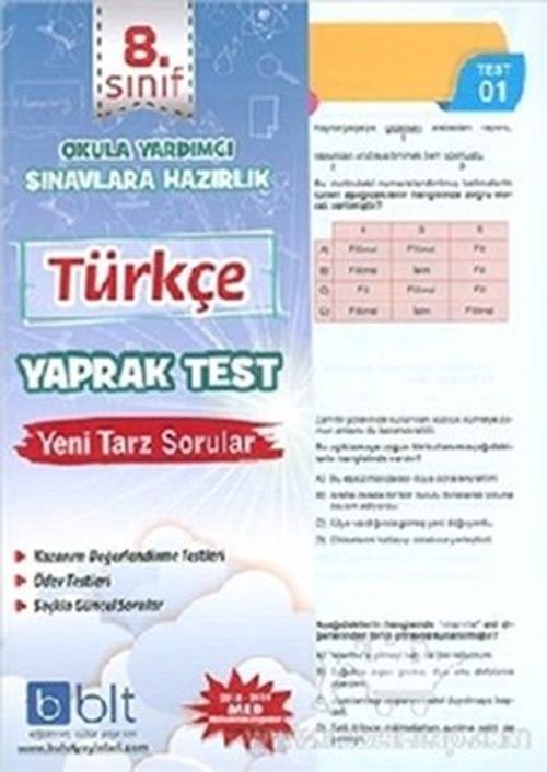 8. Sınıf Türkçe Yaprak Test