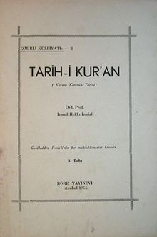 Tarih-i Kur'an (Kuranı Kerimin Tarihi) (5-B-11)