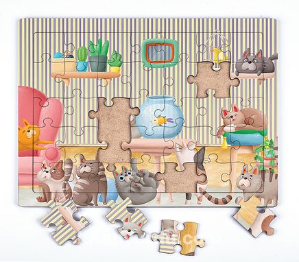 Akvaryum ve Kediler Ahşap Puzzle 35 Parça (XXXV-01)