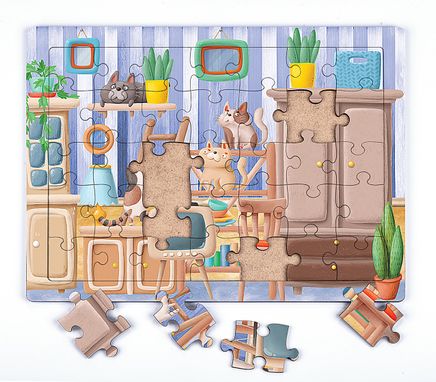 Sevimli Patiler Ahşap Puzzle 35 Parça (XXXV-23)