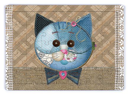 Yamalı Kedi Ahşap Puzzle 35 Parça (XXXV-28)