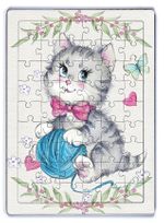Minik Tekir ve Yumak Ahşap Puzzle 54 Parça (LIV-17)