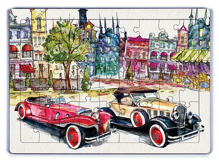 Klasik Arabalar Ahşap Puzzle 54 Parça (LIV-14)