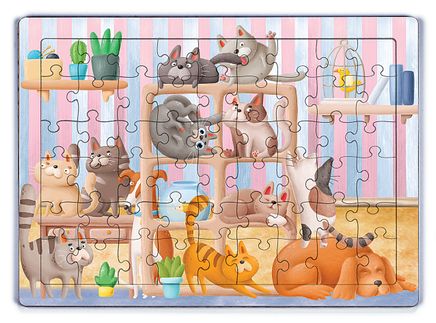 Kitaplıktaki Kediler Ahşap Puzzle 54 Parça (LIV-13)