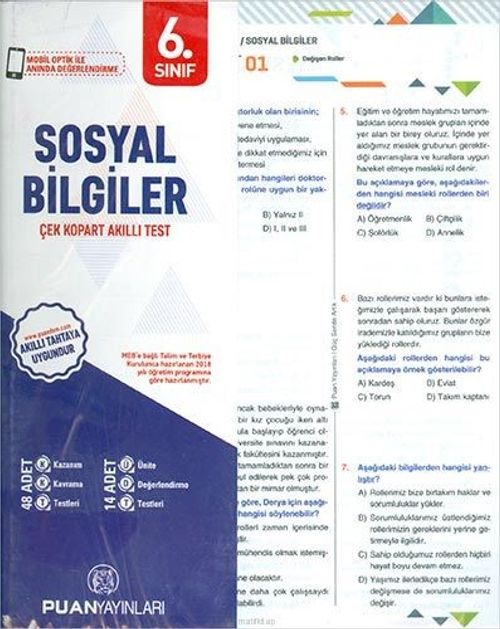 6. Sınıf Sosyal Bilgiler Yaprak Test