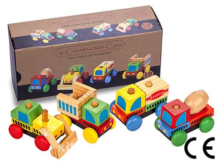 Montessori Ahşap Zeka Oyunları / w-Construction Cars