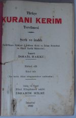 Türkçe Kuranı Kerim Tercümesi (Kod: 5-F-23)