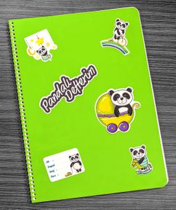 Bookinzi Okul Defteri - 80gr 70 yaprak  A4 Spiralli - Stickerli Pandalı Defter
