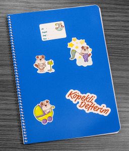Bookinzi Okul Defteri -  80gr 70 yaprak A4 Spiralli - Stickerli Köpekli Defter