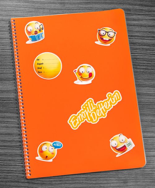 Bookinzi Okul Defteri -  80gr 70 yaprak A4 Spiralli - Stickerli Emojili Defter