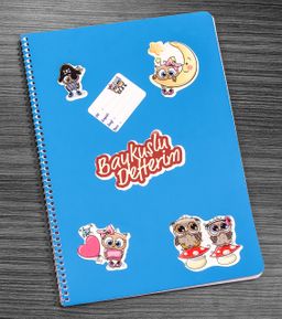 Bookinzi Okul Defteri - 80gr 70 yaprak  A4 Spiralli - Stickerli Baykuşlu Defter