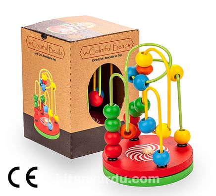 Montessori Ahşap Zeka Oyunları / w-Colorful Beads