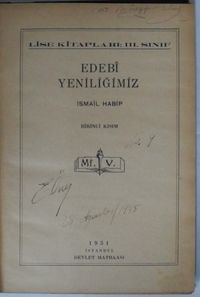 Edebi Yeniliğimiz / Birinci Kısım (Kod:7-I-22)