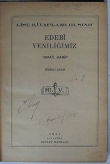 Edebi Yeniliğimiz / Birinci Kısım (Kod:7-I-22)