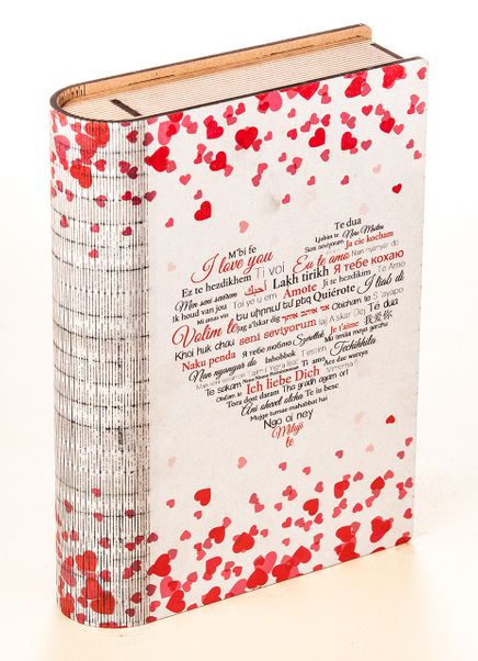 Kitap Şeklinde Mıknatıslı Ahşap Akordeon Kutu - Aşkın Dili